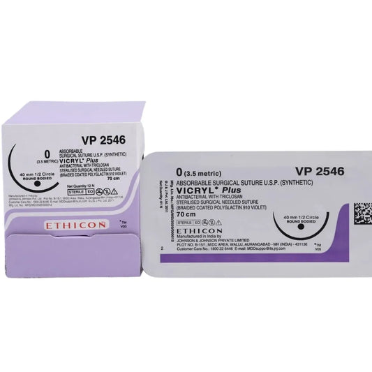 Ethicon Vicryl Sutures USP 0, 1/2 Circle Round Body - NW 2546