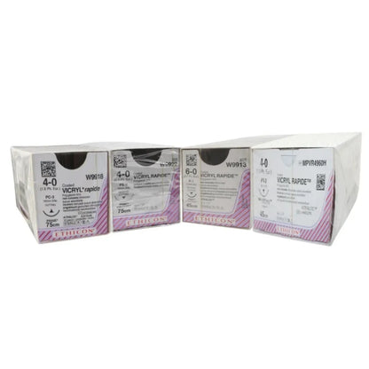 Ethicon Vicryl Rapide Sutures USP 6-0, 3/8 Circle Reverse Cutting Prime P-1 - W9913