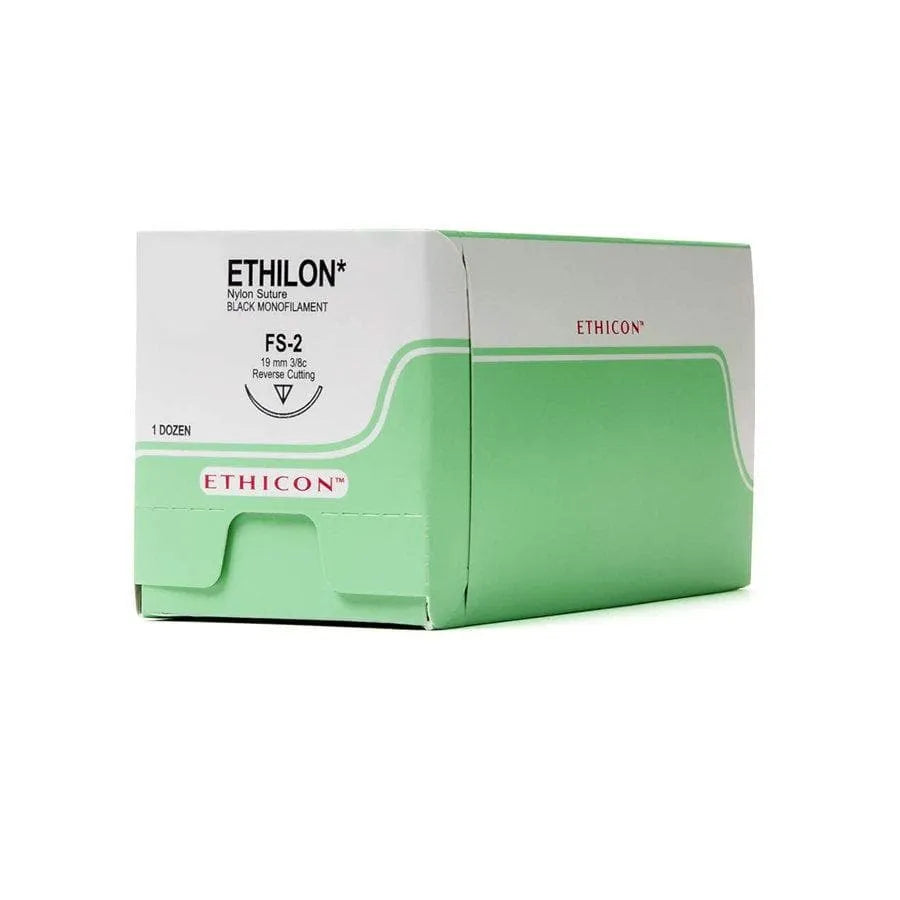 Ethicon Ethilon Sutures USP 8-0, 3/8 Circle Spatulated Micro Point Double Needle - NW3324 -12 Foils
