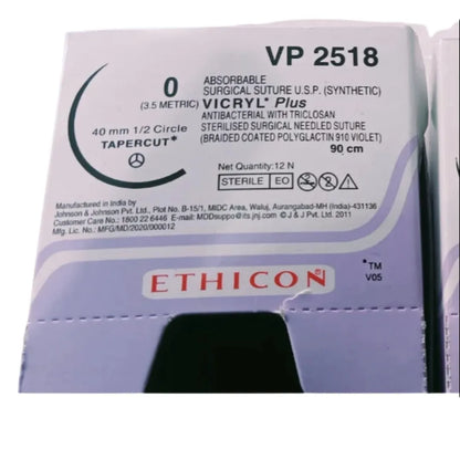 Ethicon Vicryl Plus Sutures USP 0, 1/2 Circle Tapercut - VP2518