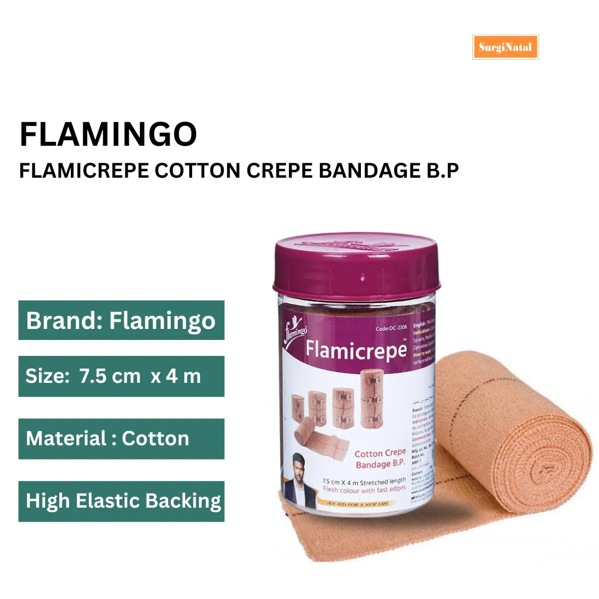 Flamingo Flamicrepe Cotton Crepe Bandage B.P 8 CM