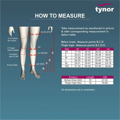 Tynor Medical Compression Stocking Thigh High Class 2 (Pair) I-70