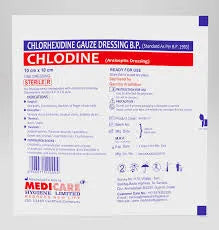 Medicare Chlodine Chlorhexidine Gauze Dressing 10cm x 10cm-10 Dressings