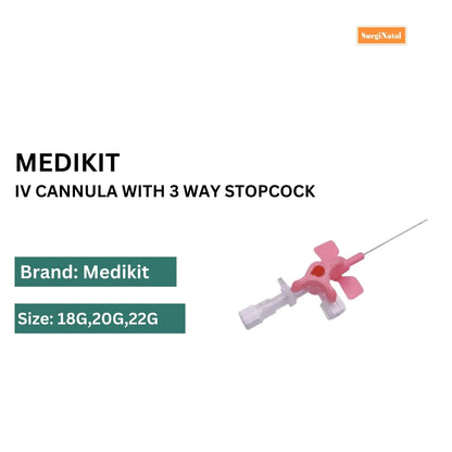 Order Medikit IV Cannula with 3 Way Stopcock | Buy Now