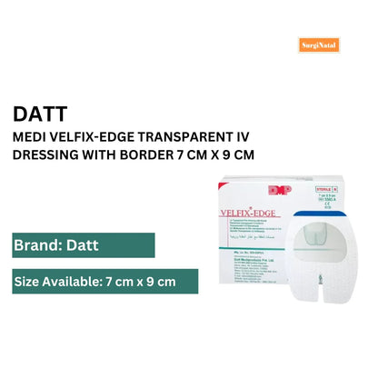 Datt Medi Velfix-Edge Transparent IV dressing with Border 7 cm x 9 cm