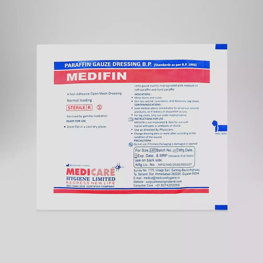 Medicare Medifin Paraffin Gauze Dressing 10cm X10cm 20 Dressings
