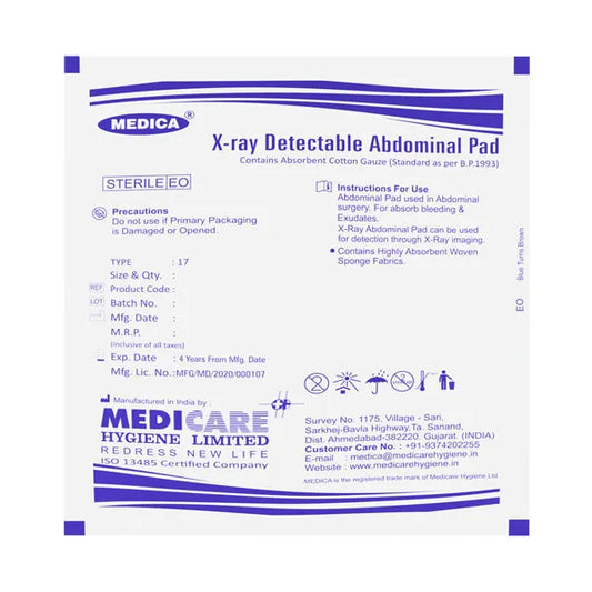 Medica Medimop X-Ray Detectable Abdominal Pad Sterile R 25cm X 25cm X 8 Ply