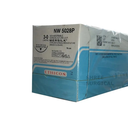 Mersilk Sutures USP 3-0, 3/8 Circle Reverse Cutting Ethiprime - NW 5028