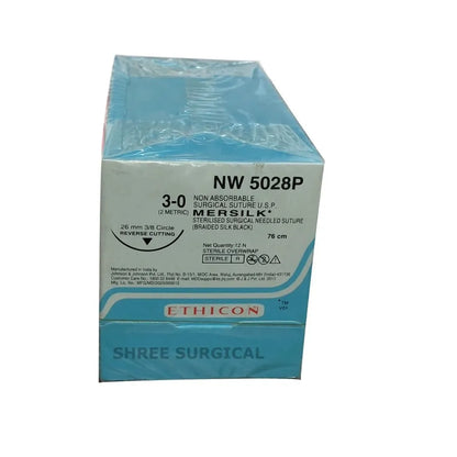 Mersilk Sutures USP 3-0, 3/8 Circle Reverse Cutting Ethiprime - NW 5028