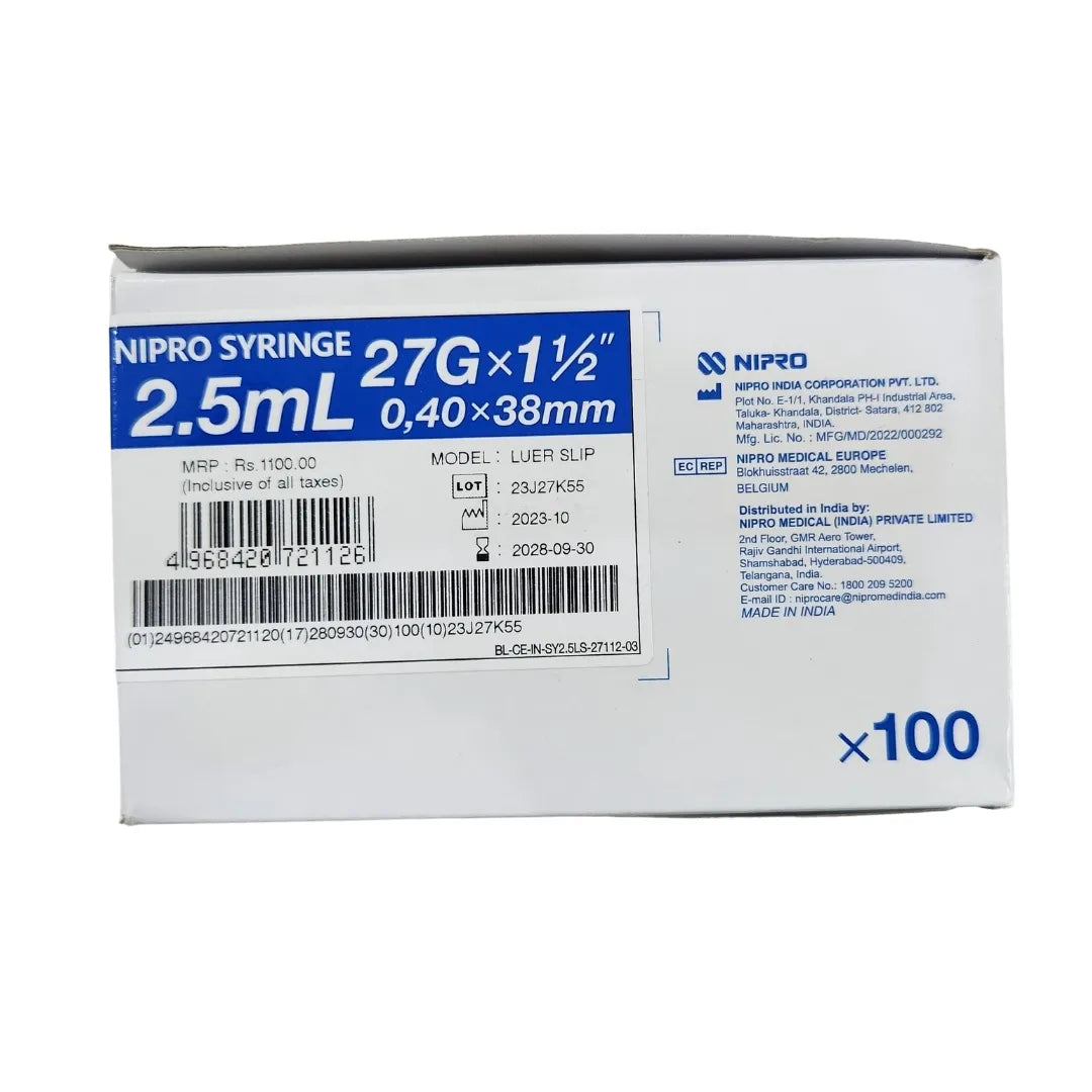 Buy Nipro Syringe 2.5ml with Needle Online - Trusted Supplier