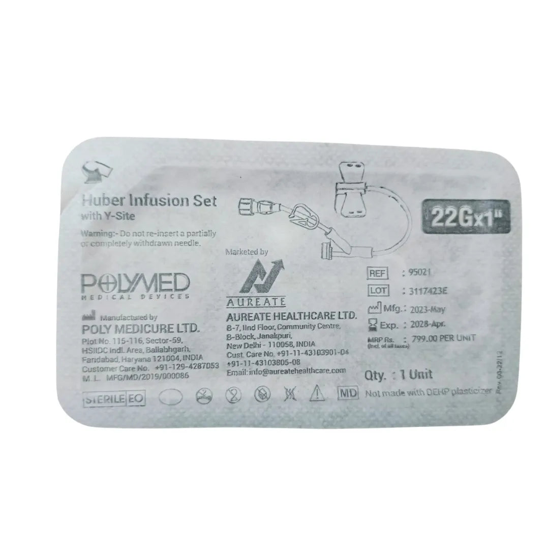 Buy Polygrip Huber Infusion Set with Y-Site Online | Polymed
