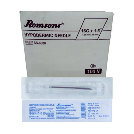 Buy Romsons Hypodermic Needle 16g*1.5 inch - Pack of 100