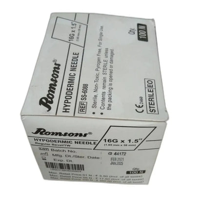 Buy Romsons Hypodermic Needle 16g*1.5 inch - Pack of 100