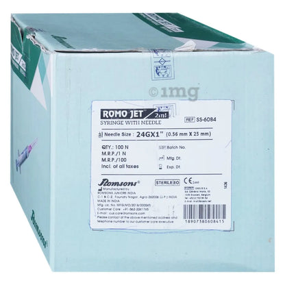 Buy Romsons Romo Jet Syringe with 2ml Needle - Pack of 100