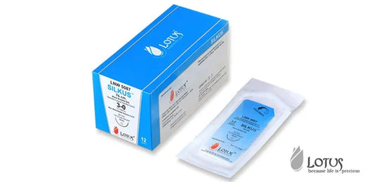 Lotus SILKUS Suture -Mersilk Type- USP 2-0-76 cm-3/8 Circle Reverse Cutting 45 mm Needle - LNW5036 - 12 Pcs
