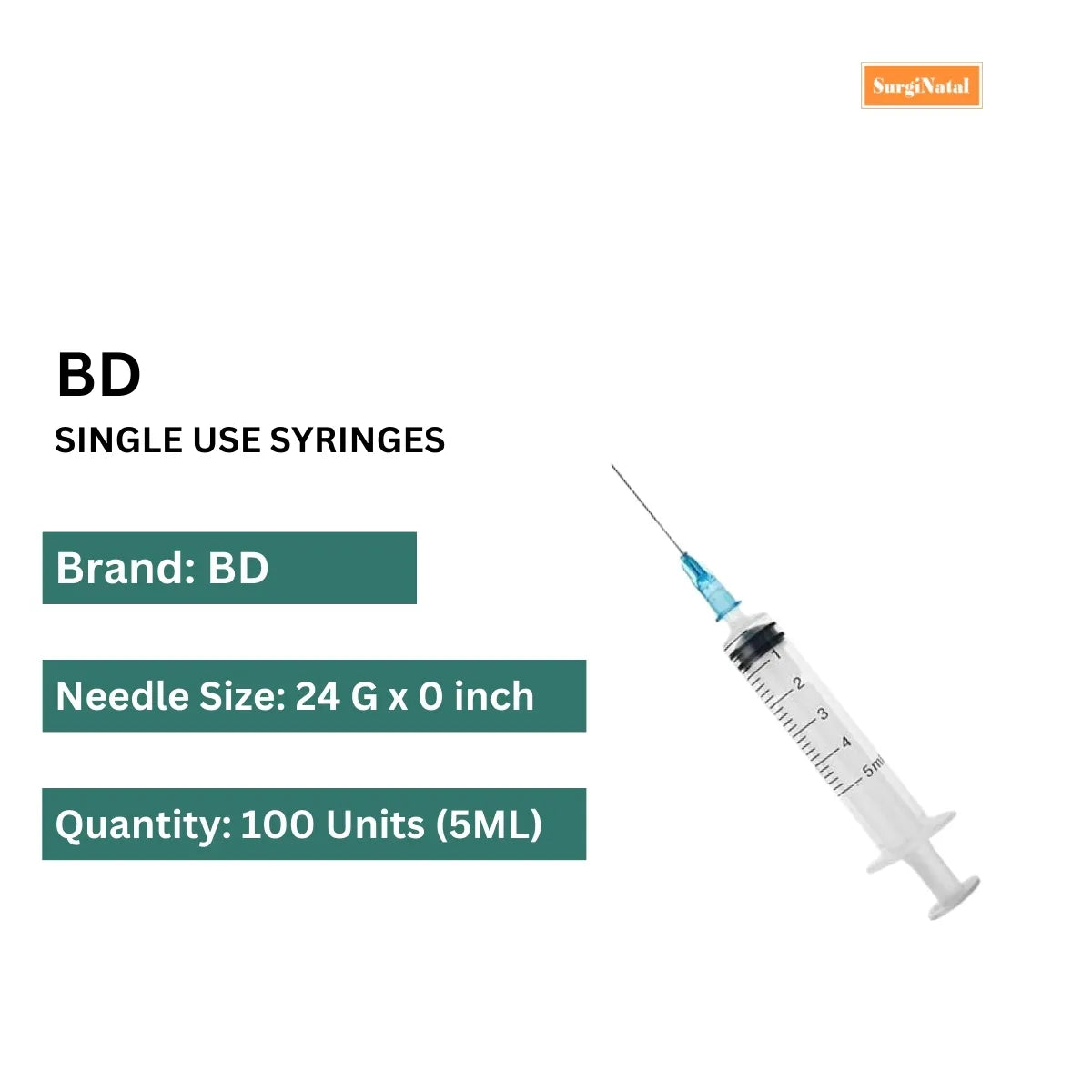 BD 5ml Syringe Discardit - 23G - 100 Units Pack | SurgiNatal