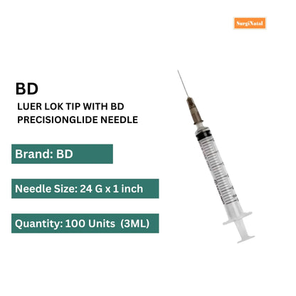 Buy BD 3ml Syringe Luer Lok Tip with Bd Precisionglide Needle