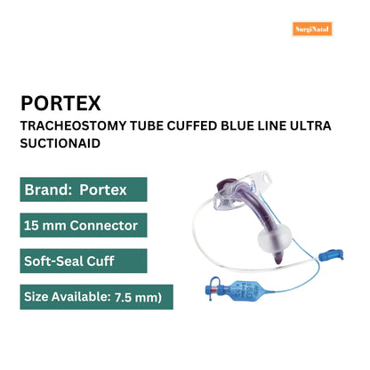 Buy Tracheostomy Tube Cuffed Blue Line Ultra Suctionaid -7.5Mm