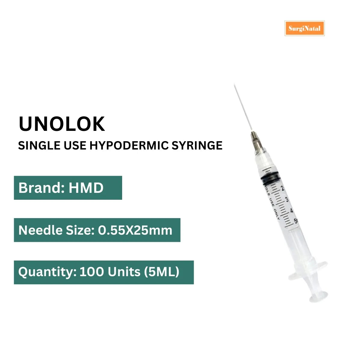 Unolok Syringe 5 ML 100 Pcs Box