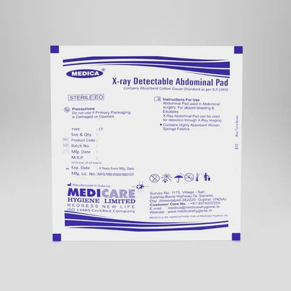 Medica X-Ray Detectable Abdominal Pad   25cm X 40cm X 8 Ply