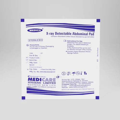 Medica X-Ray Detectable Abdominal Pad   25cm X 40cm X 8 Ply